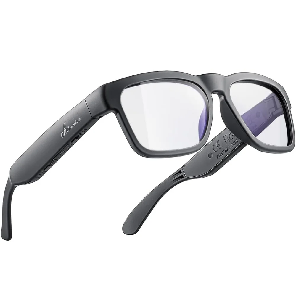 Black Smart Glasses with Case